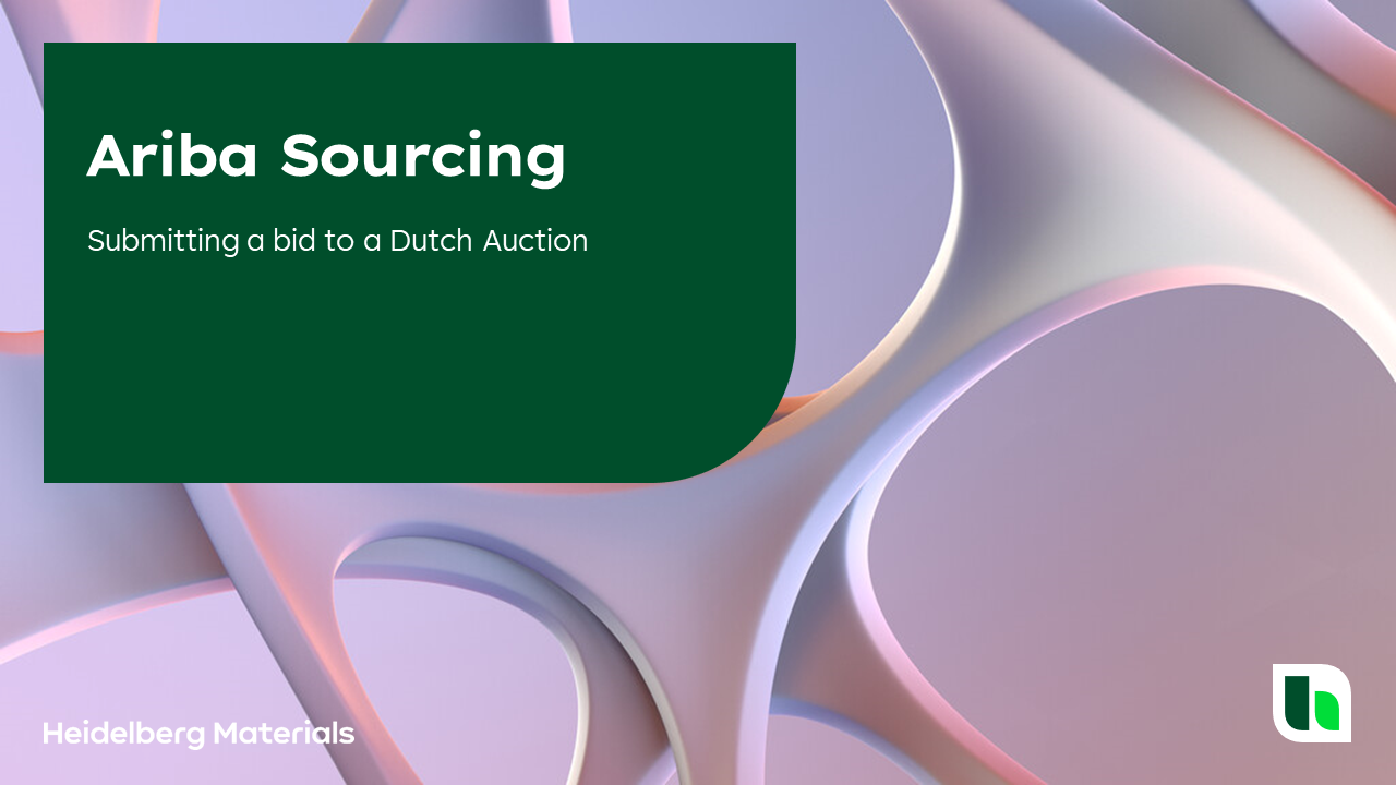 Ariba Sourcing - submitting a bid to a Dutch auction