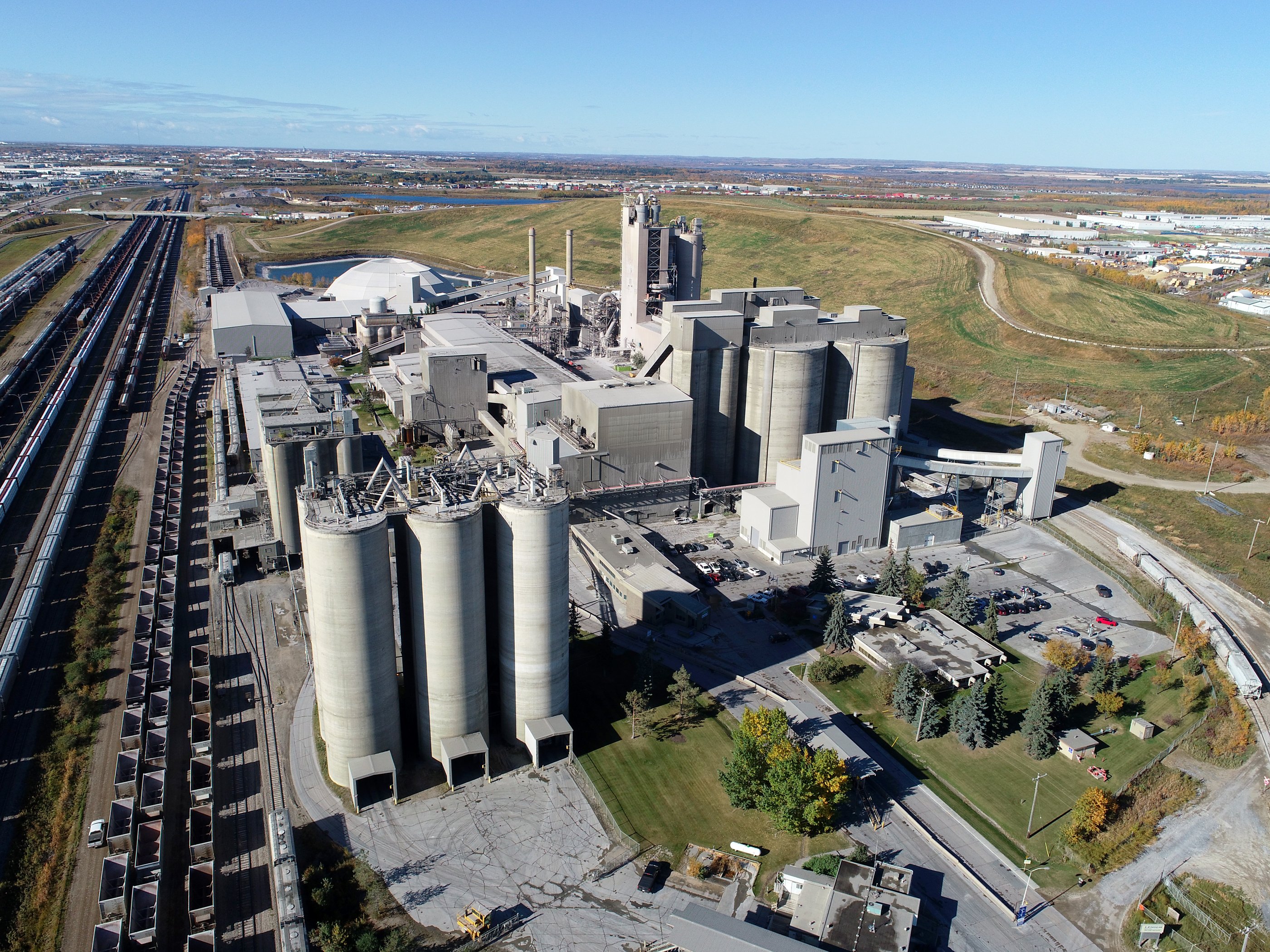 Drone footage of a cement plant