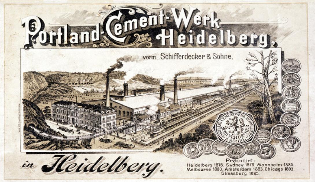Old printed work, text on it: Portland-Cement-Werk Heidelberg