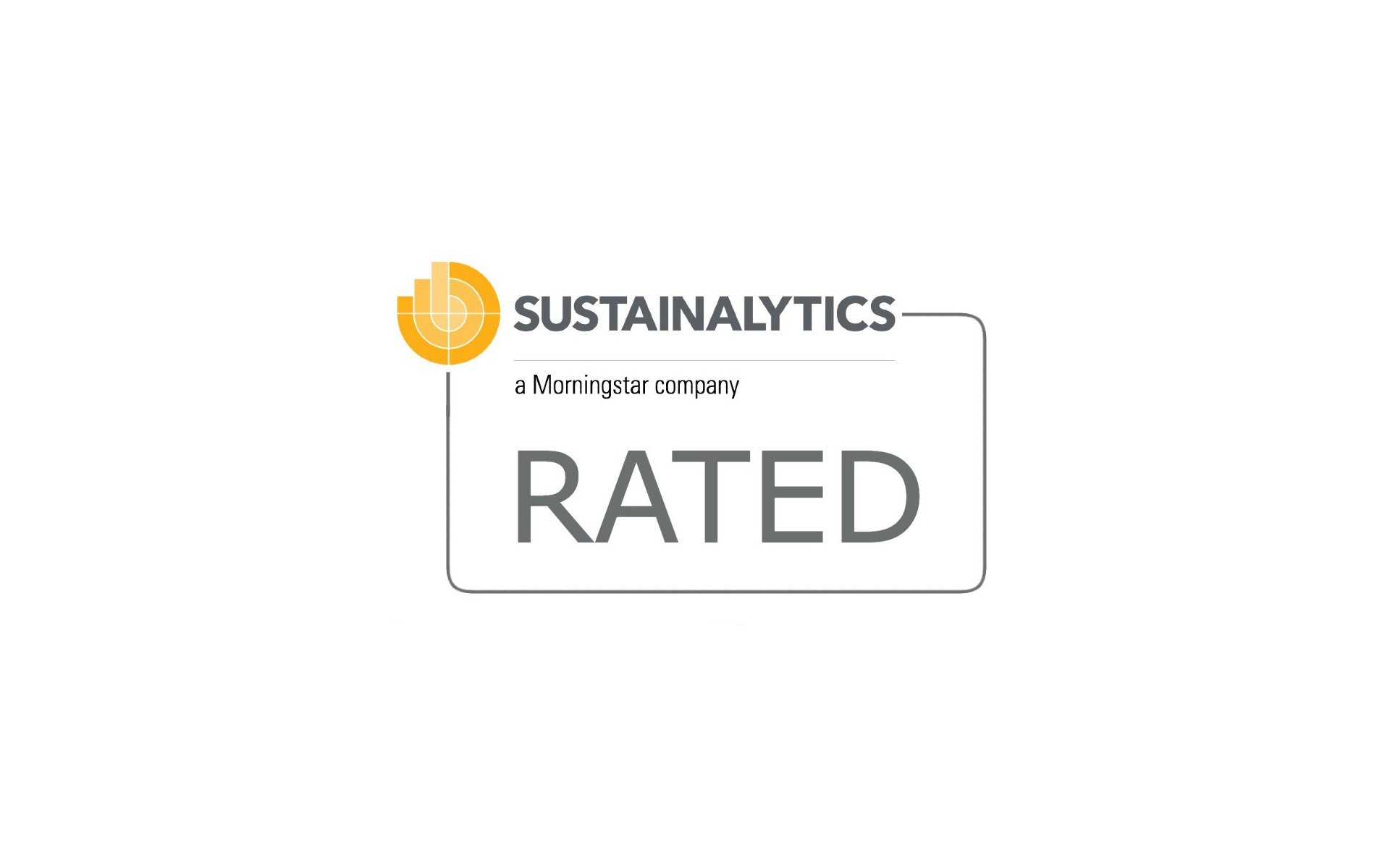 A logotype that says Sustainalitics a morningstar company rated