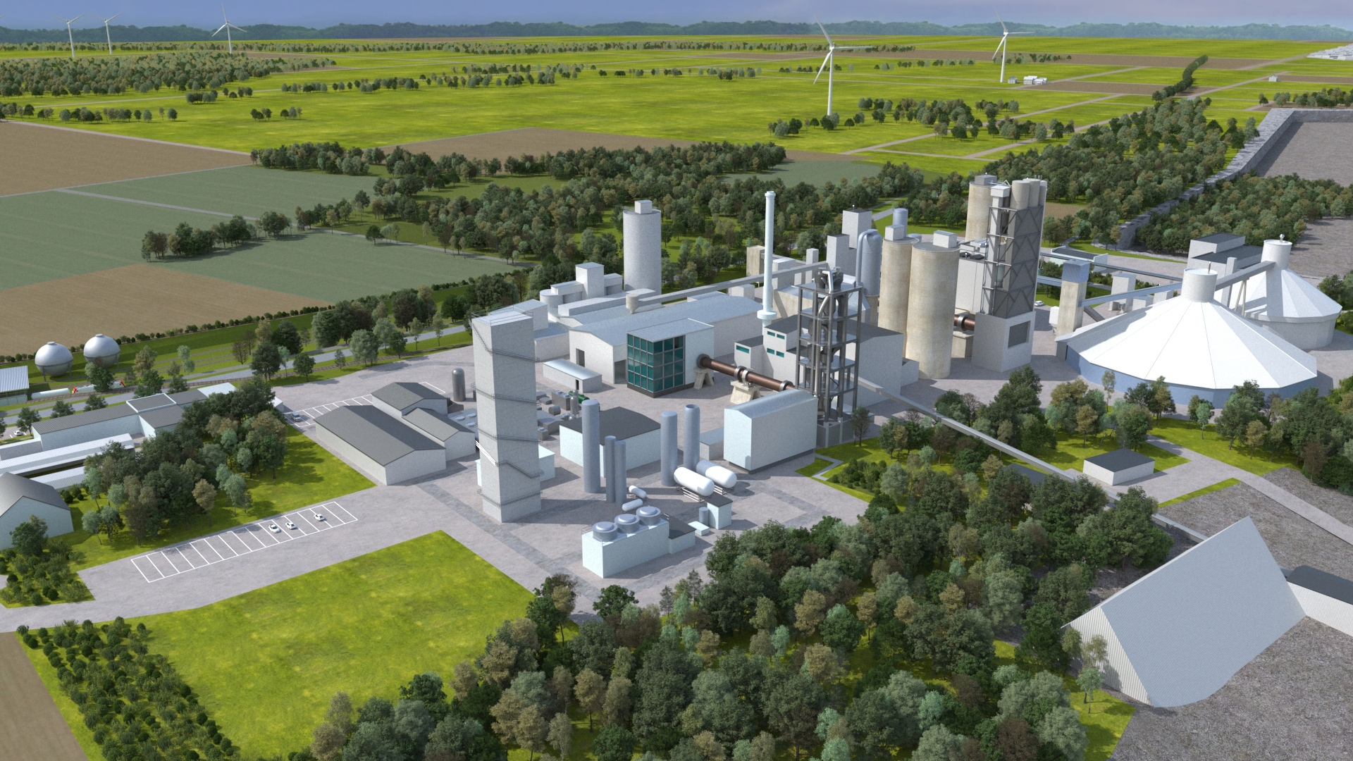 Three-dimensional visualisation of a cement plant