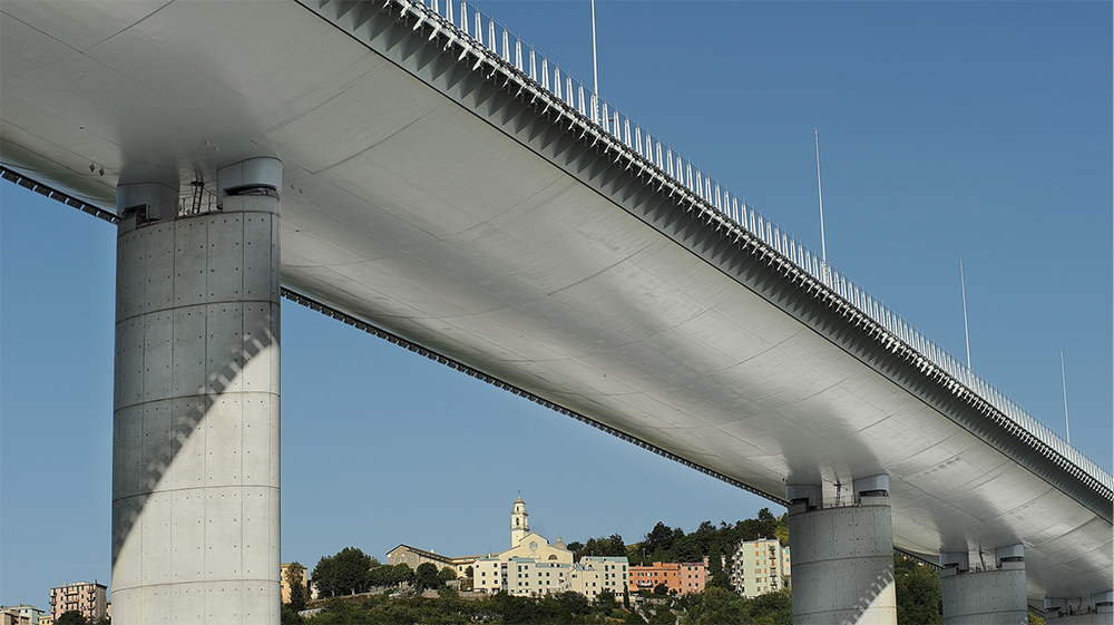 Concrete bridge in Genoa, view from below