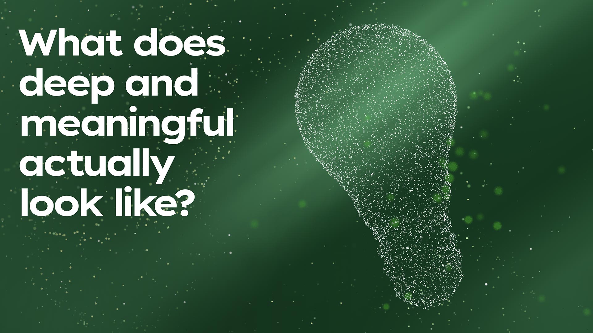 A glowing light bulb made of green particles symbolizes innovation and sustainability.