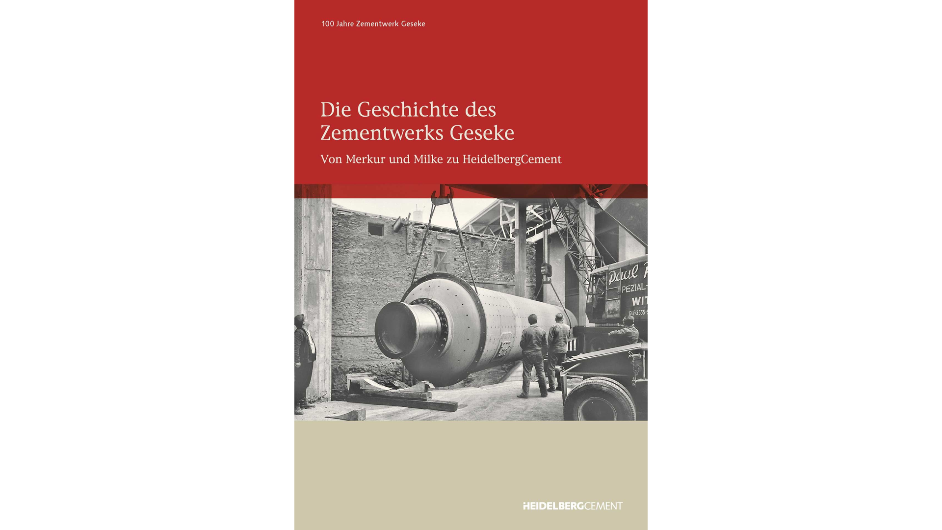 Eine historische Abbildung einer Baustelle mit einem großen Zementwerksgerät, verwendet für die Geschichte des Zementwerks Geseke.