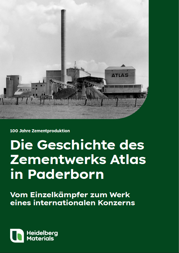 Broschüren-Titel mit historischem Bild des Atlas-Zementwerks in Paderborn