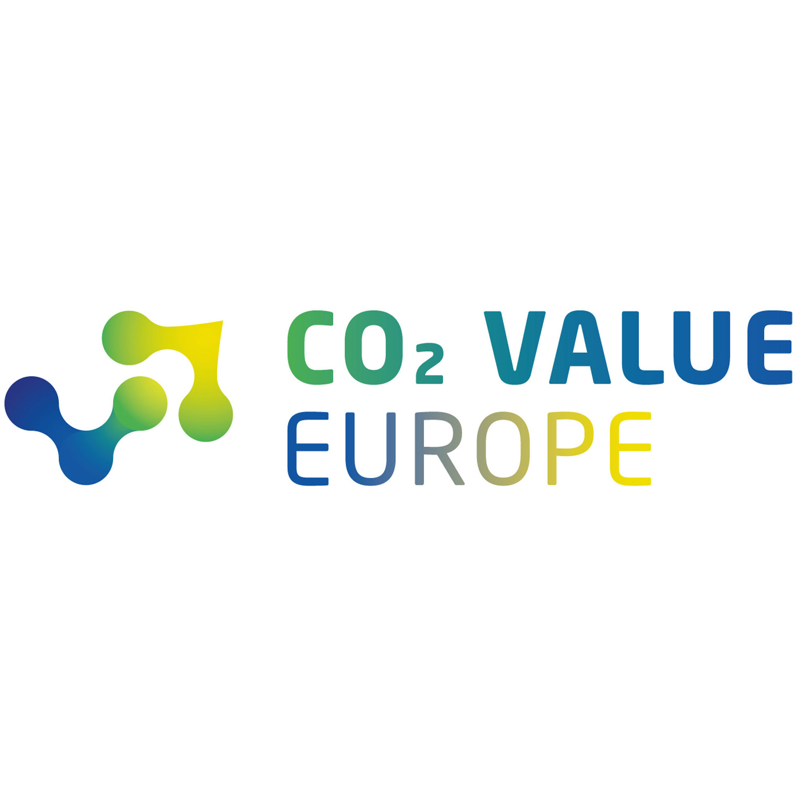 Das Logo für CO₂ Value Europe. Es zeigt den Text CO₂ VALUE EUROPE in Blau und Weiß, mit einer stilisierten grünen und blauen molekülähnlichen Form auf der linken Seite.