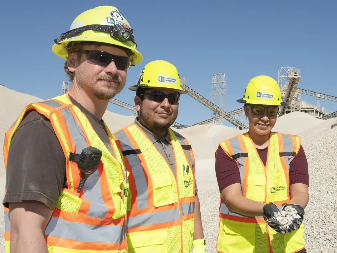 Employees from North America standing in front of quarry
