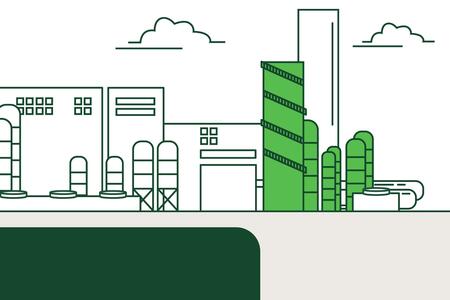Illustration shows industrial plant with highlighted light green towers