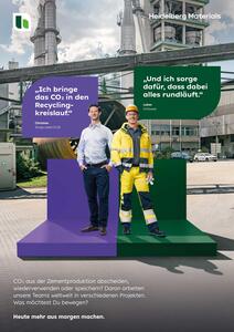 engineer and blue-collar worker on the stage in front of a cement plant/CCUS project