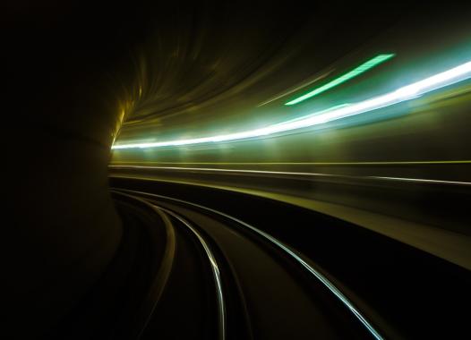 A tunnel with lights